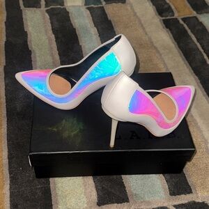 L.A.M.B. Iridescent Blue and Pink Heels